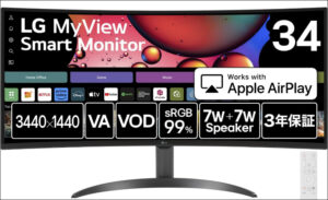 LGスマートモニター34SR60QC-B!高画質で没入感抜群!!!